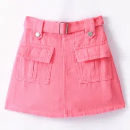 Kookie Kids Knee Length Skirt with Pockets - Peach-picture-12