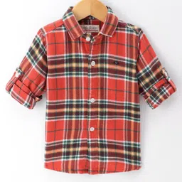 Jash Kids Cotton Woven Full Sleeves Checkered Shirt - Red-image-53