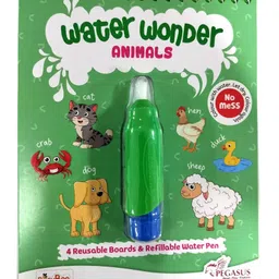 pegasus Reusable Magic Water Coloring Book For Kids, Mess-Free Art with Quick Dry Technology (Animals Theme | 4 Reusable Coloring & Activity Boards | 1 Refillable Water Pen)-picture-10