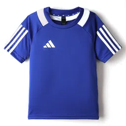ADIDAS KIDS Knit Half Raglan Sleeves T-Shirt with Brand Logo Graphic & Tape Detailing - Blue-picture-28