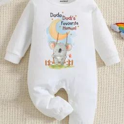 KNITROOT Cotton Knit Family Theme Full Sleeves Dada Dadis Favourite Human Text Printed Romper - White-picture-23