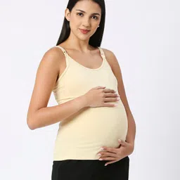 Kriti Cotton Elastane Sleeveless Nursing Camisole - Beige image 2