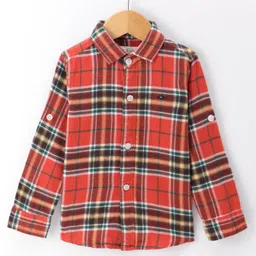 Jash Kids Cotton Woven Full Sleeves Checkered Shirt - Red image 2