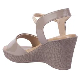 Shoetopia Colour Blocked Wedge Heel Sandals - Grey image 3