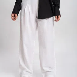 Me Craft Women Relaxed Straight Leg Relaxed Fit High-Rise Pleated Parallel Trousers-image-39