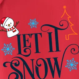 BLUSHES Christmas Theme 100% Cotton Half Sleeves Let It Snow Text Printed Onesie - Red image 4