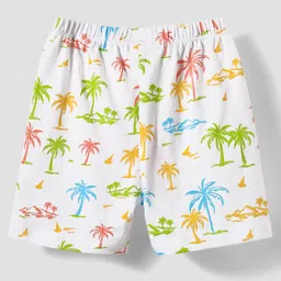 Babyhug Single Jersey Knit Shorts With Stripes & Beach Theme Print Pack Of 3 - Light Blue White & Orange image 3