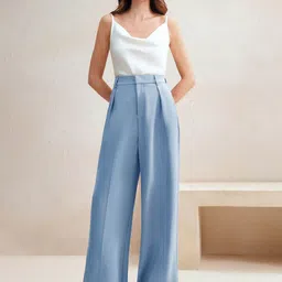 Kotty Women Relaxed Fit High-Rise Easy Wash Pleated Trousers image 5