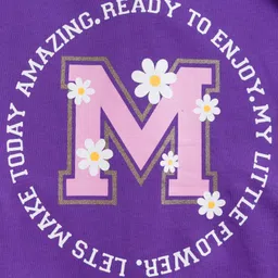 Babyhug Cotton Knit Full Sleeves Bomber Jacket With Text Print - Purple & White image 4