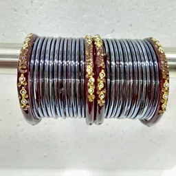 SAVORADE Set Of 28 Black Glass Bangle-picture-24