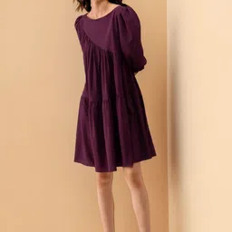 all about you Puff Sleeve Crepe A-Line Dress image 2