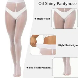 NESKA MODA Pack Of 2 Oily Finish Pantyhose High Waist Sheer Stockings image 4