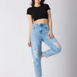 Globus Women High-Rise Slash Knee Light Fade Jeans-picture-34