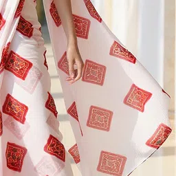 Anouk Rustic Geometric Printed Pure Chiffon Banarasi Saree image 2