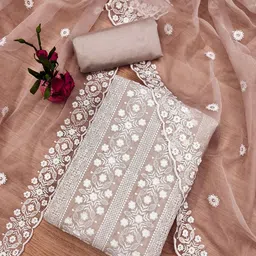 LeeliPeeri Designer Floral Embroidered Modal Chanderi Unstitched Dress Material-picture-23