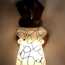 1ST TIME Black & Brown Printed Wood Contemporary Abstract Shaped Shaped Wall Lamp-picture-33