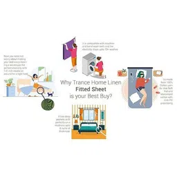 Trance Home Linen Cream-Coloured & Green Floral 180 TC King Bedsheet with 2 Pillow Covers image 4