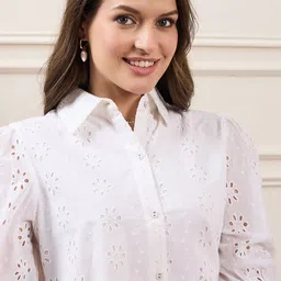 ZUMMER Embroidered Puff Sleeve Shirt Dress image 2