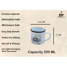 laghima jadon Blue & Black6 Pcs Printed Ceramic Glossy Cups - 200 ml image 3