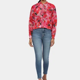 Satya Paul Women Camouflage Crop Bomber with Embroidered Jacket image 2
