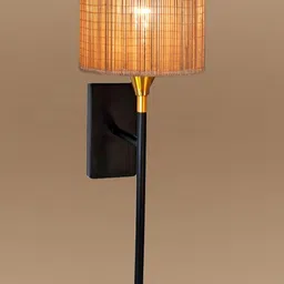 Devansh Beige & Black Metal Cylinder Shaped Wall Lamp image 4