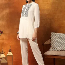 Nayam By Lakshita Women Ethnic Motifs Embroidered Regular Thread Work Kurti With Trouser image 3