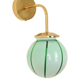 1ST TIME Green & Gold-Toned Printed Glass Spherical Shaped Wall Lamp image 2