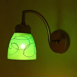 1ST TIME Green & Black Printed Glass Traditional Cylinder Shaped Wall Lamp image 3