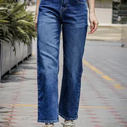 RAGZO Women Wide Leg High-Rise Light Fade Stretchable Jeans-picture-20