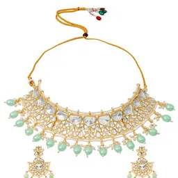 shining jewel - by shivansh Shining Jewel - Gold-Plated CZ Stone-studded & Pearl-Beads Jewellery Set-picture-12