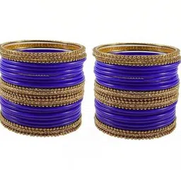 SHRASHTI Blue Glass Artificial Stones & Beads Bangle image 3