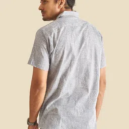 Patrah Men Spread Collar Abstract Printed Cotton Relaxed Fit Casual Shirt image 5