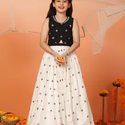 BAESD Girls Embroidered Round Neck Sequinned Ready to Wear Lehenga & Blouse With Dupatta image 2