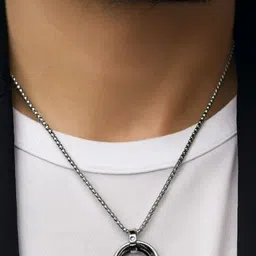 kazare Rhodium-Plated Circular Pendants with Chains image 1