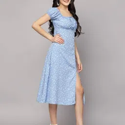 nanchi Women A-line Blue Midi/Calf Length Dress image 3