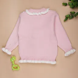 V-Mart Girls Self Design Round Neck Pullover image 2