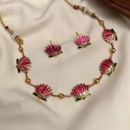 89 Eighty Nine Gold-Plated Enamelled Antique Necklace With Earrings image 2