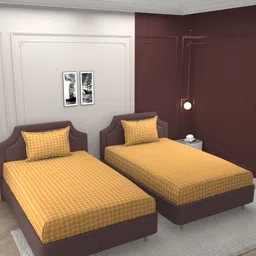 Bromwick Orange 160 TC 2 Single Bedsheet with 2 Pillow Covers-picture-17