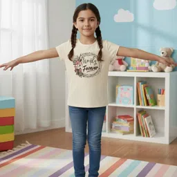 TRUFFLES Kids-Unisex Cream Self Design Tshirts image 4