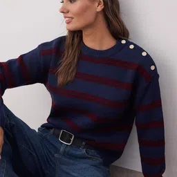 Trendyol Women Striped Round Neck Pullover-image-47