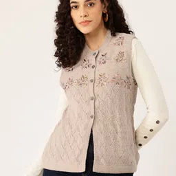 APSLEY Women Self Design Cardigan with Embellished Detail-picture-18