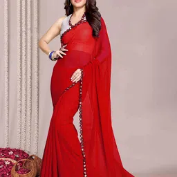 MIRCHI FASHION Solid Embellished Mirror WorkReady to Wear Saree-image-97