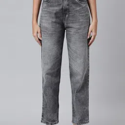 ZHEIA Women Relaxed Fit High-Rise Highly Distressed Heavy Fade Stretchable Jeans image 1