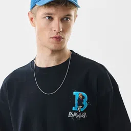 Snitch Men Graphic Printed Drop-Shoulder Sleeves Oversized Fit Pure Cotton T-shirt-image-6