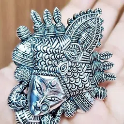 Yash Jewels Emporiums Silver-Plated Maa Durga Adjustable Finger Ring-picture-21