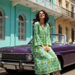 Chandbaali Floral Print Fit & Flare Midi Dress-picture-18