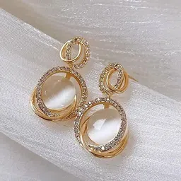 SEAA ENTERPRISES Gold-Plated Rhinestones Studded Temperament Sweet Simple Drop Earrings-picture-40