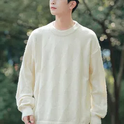 StyleCast x Revolte Men Self Design Longline Pullover Sweaters image 1