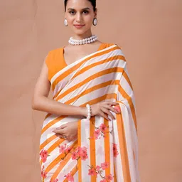 Garden Vareli Striped Printed Pure Georgette Saree image 2