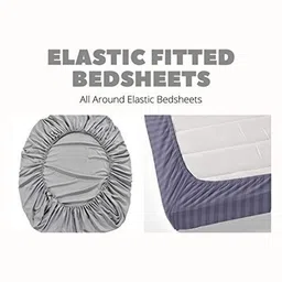 REALDREAM Navy Blue 300 TC Single Bedsheet with 1 Pillow Covers image 5